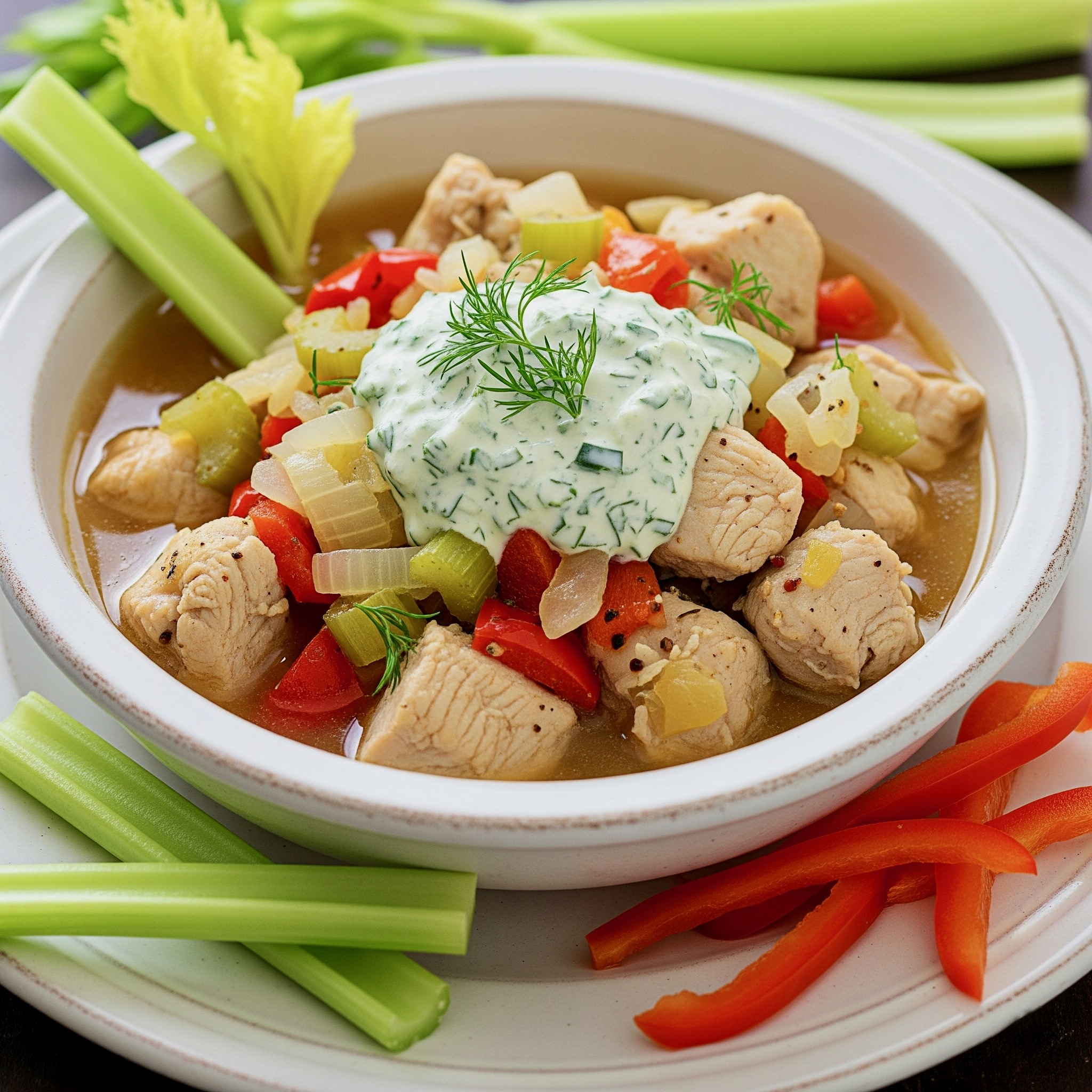 Chicken Stew with Cucumber Mustard Sauce