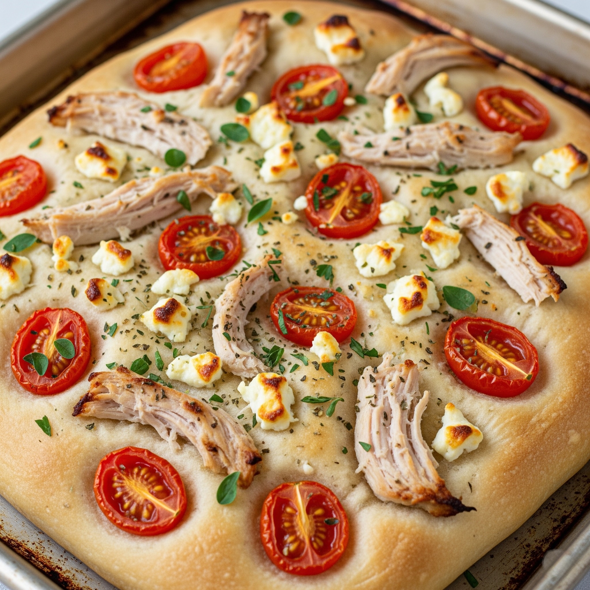 Fakecaccia with Feta and Chicken Breast