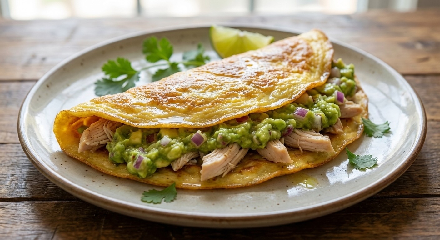 Guacamole-Omelett mit Hähnchen