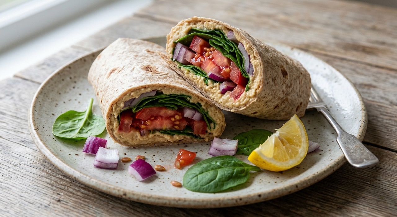 Hummus- und Tomaten-Wrap